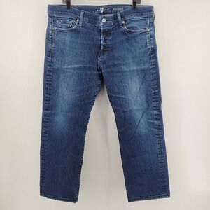 7 For All Mankind Standard Jeans 38 Blue Straight Leg Button Fly Mens Seven